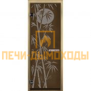 Дверь для бани и сауны БРОНЗА "БАМБУК" (8мм) (ОСИНА)